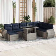 vidaXL 11-delige Loungeset met kussens poly rattan acacia grijs