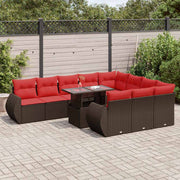 vidaXL 11-delige Loungeset met kussens poly rattan acacia bruin