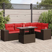 vidaXL 6-delige Loungeset met kussens poly rattan acacia bruin