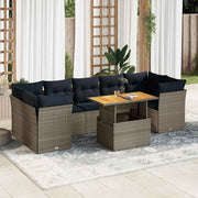 vidaXL 6-delige Loungeset met kussens poly rattan grijs