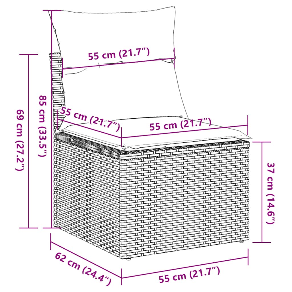vidaXL 6-delige Loungeset met kussens poly rattan zwart