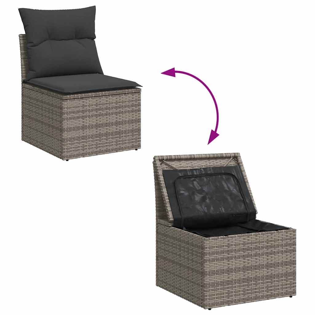 vidaXL 6-delige Loungeset met kussens poly rattan zwart
