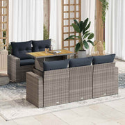 vidaXL 6-Piece Lounge Set with Cushions Poly Rattan Grey