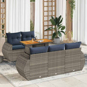 vidaXL 6-delige Loungeset met kussens poly rattan grijs