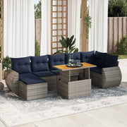 vidaXL 8-delige Loungeset met kussens poly rattan grijs