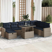 vidaXL 9-delige Loungeset met kussens poly rattan acacia bruin