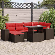 vidaXL 7-delige Loungeset met kussens poly rattan acacia zwart
