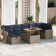 vidaXL 8-delige Loungeset met kussens poly rattan acacia bruin