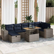 vidaXL 8-delige Loungeset met kussens poly rattan acacia bruin
