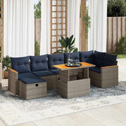 vidaXL 8-delige Loungeset met kussens poly rattan zwart