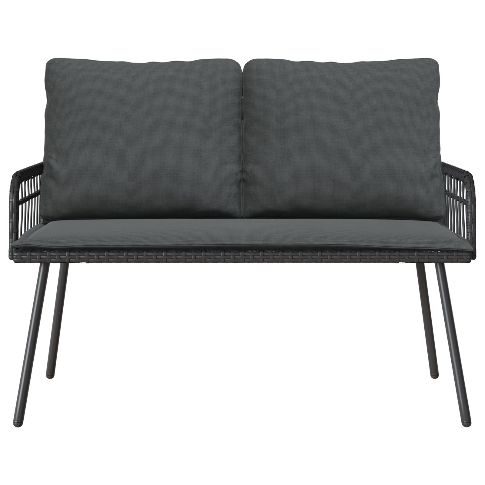 vidaXL 2-delige Tuinset met kussens poly rattan zwart