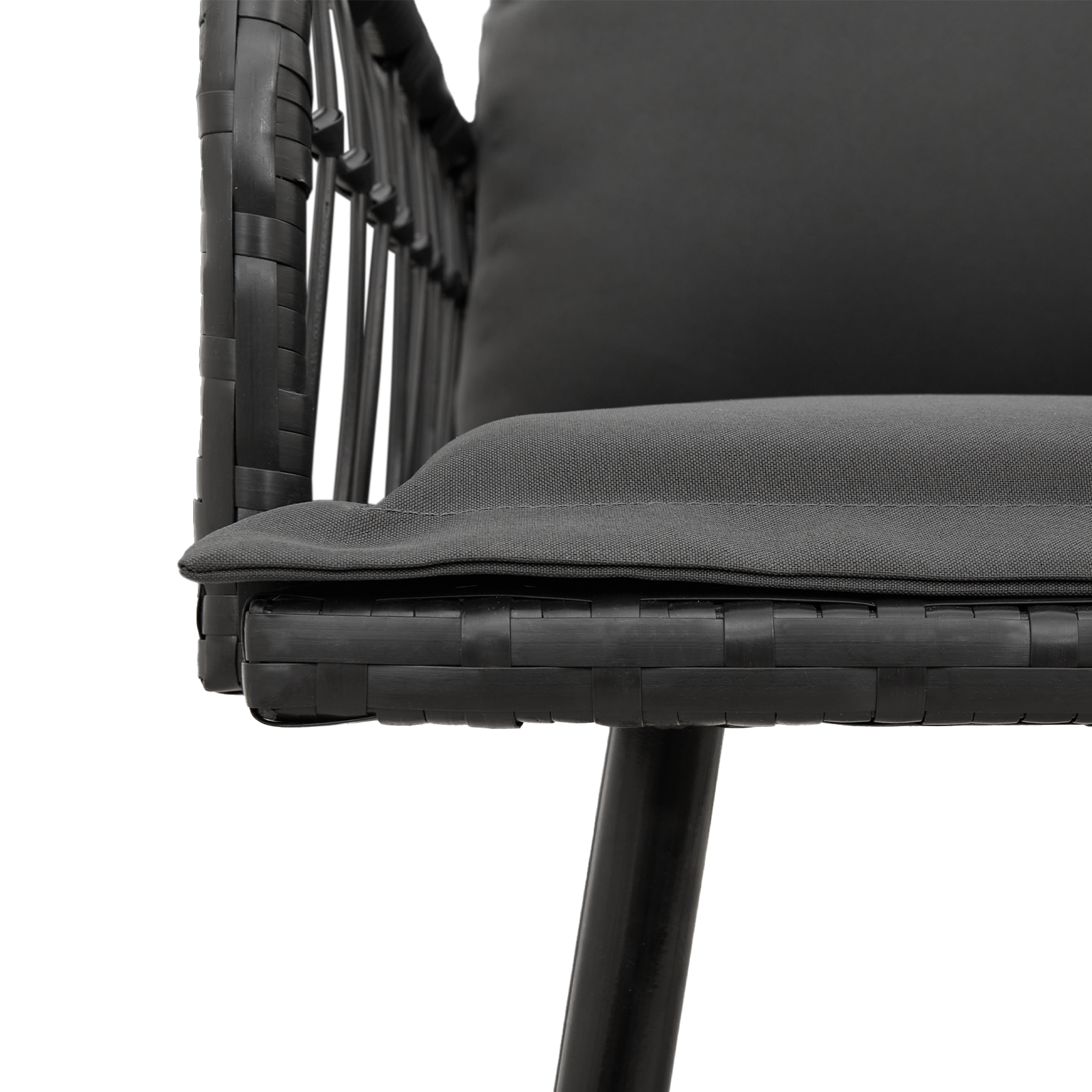 vidaXL 2-delige Tuinset met kussens poly rattan zwart