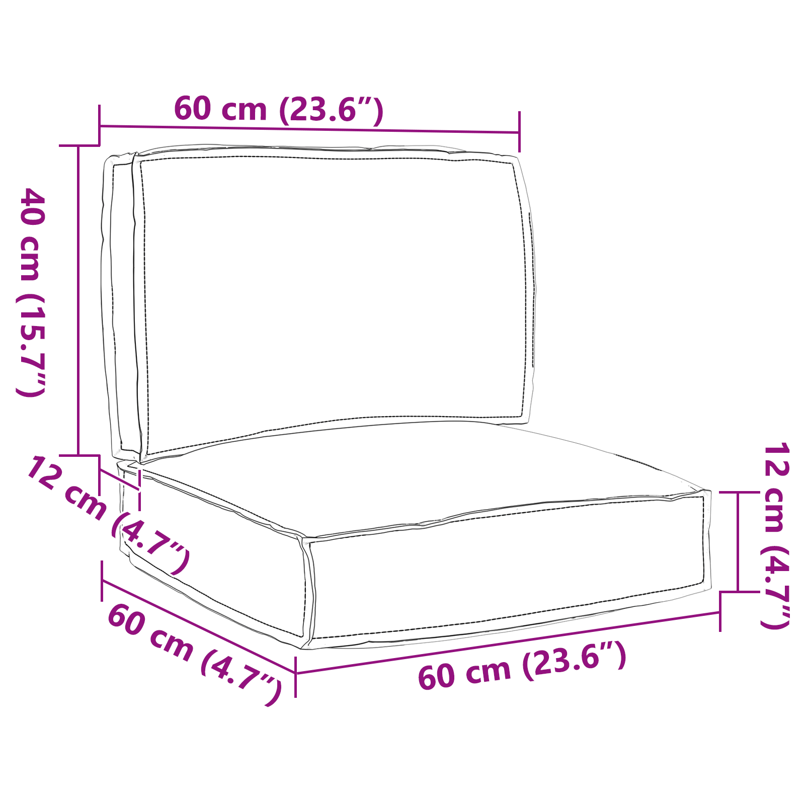 vidaXL 2-delige palletkussen set anthraciet oxford stof