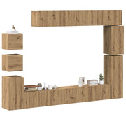 vidaXL 9-delig Tv-meubelset wandmontage bewerkt hout artisanaal eiken