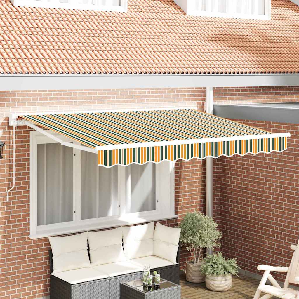 vidaXL Automatische Uittrekbare Zonwering in Geel en Wit, 300 x 200 cm