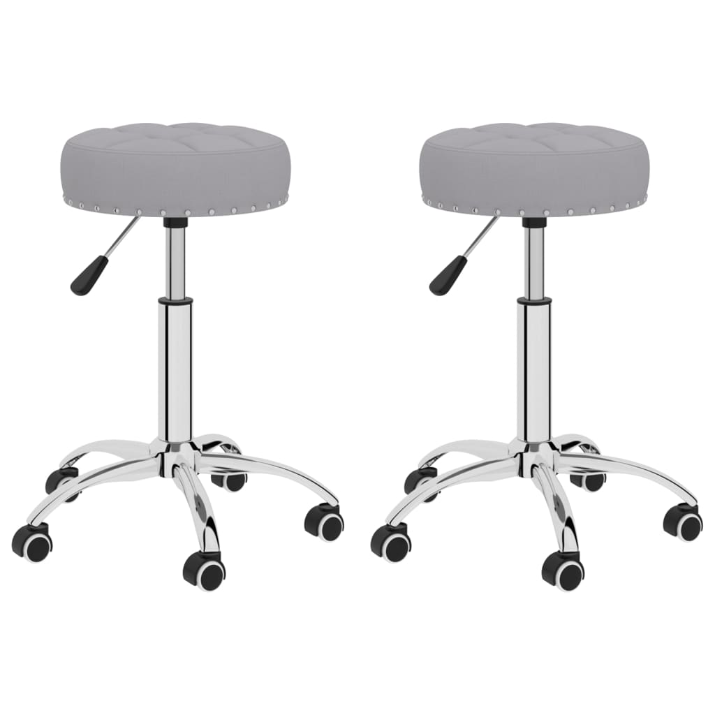 vidaXL Eetkamerstoelen 2 st draaibaar stof grijs