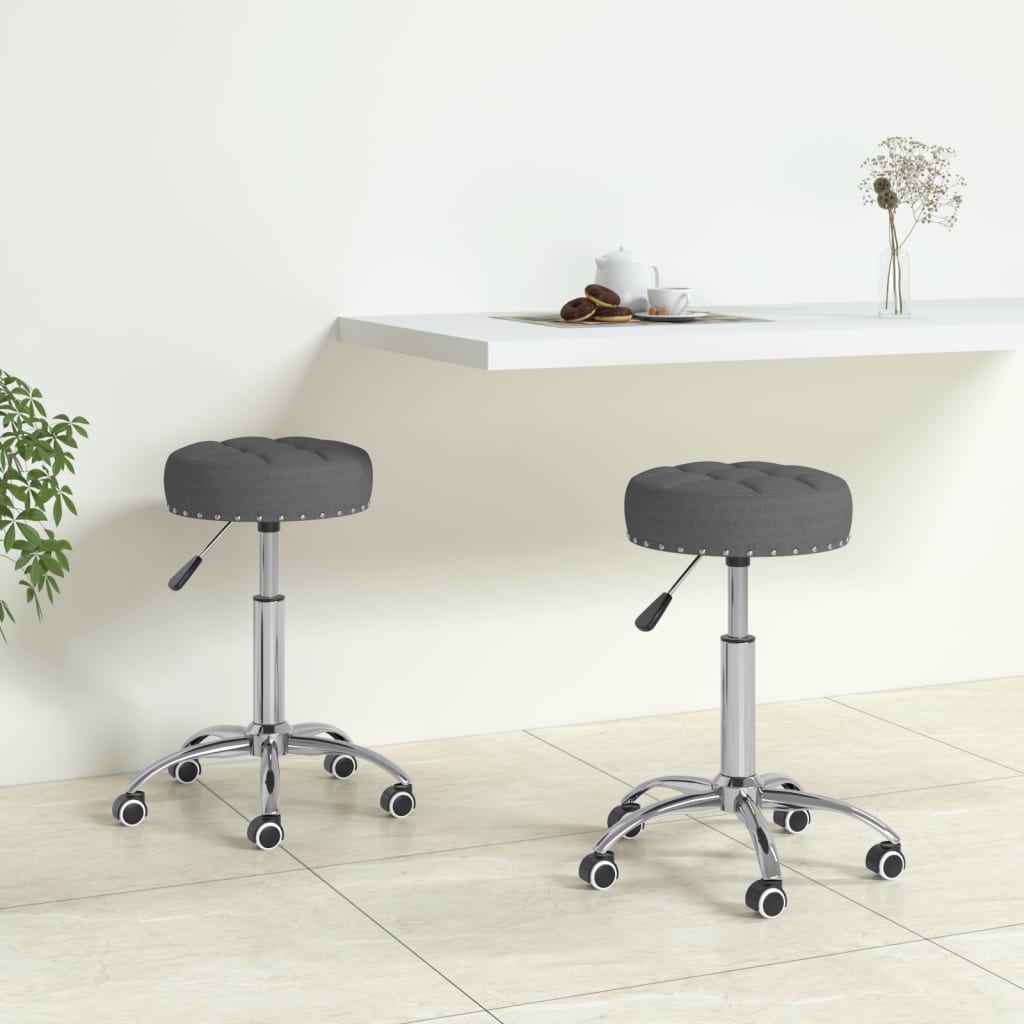 vidaXL Eetkamerstoelen 2 st draaibaar stof grijs