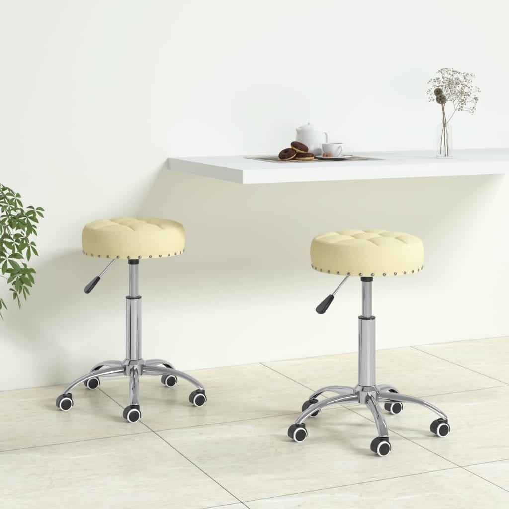 vidaXL Eetkamerstoelen 2 st draaibaar stof grijs