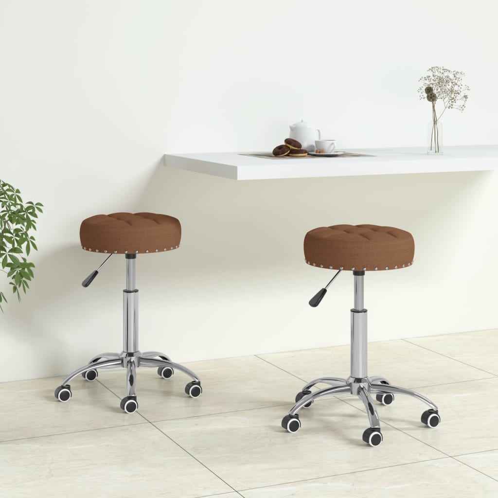 vidaXL Eetkamerstoelen 2 st draaibaar stof grijs