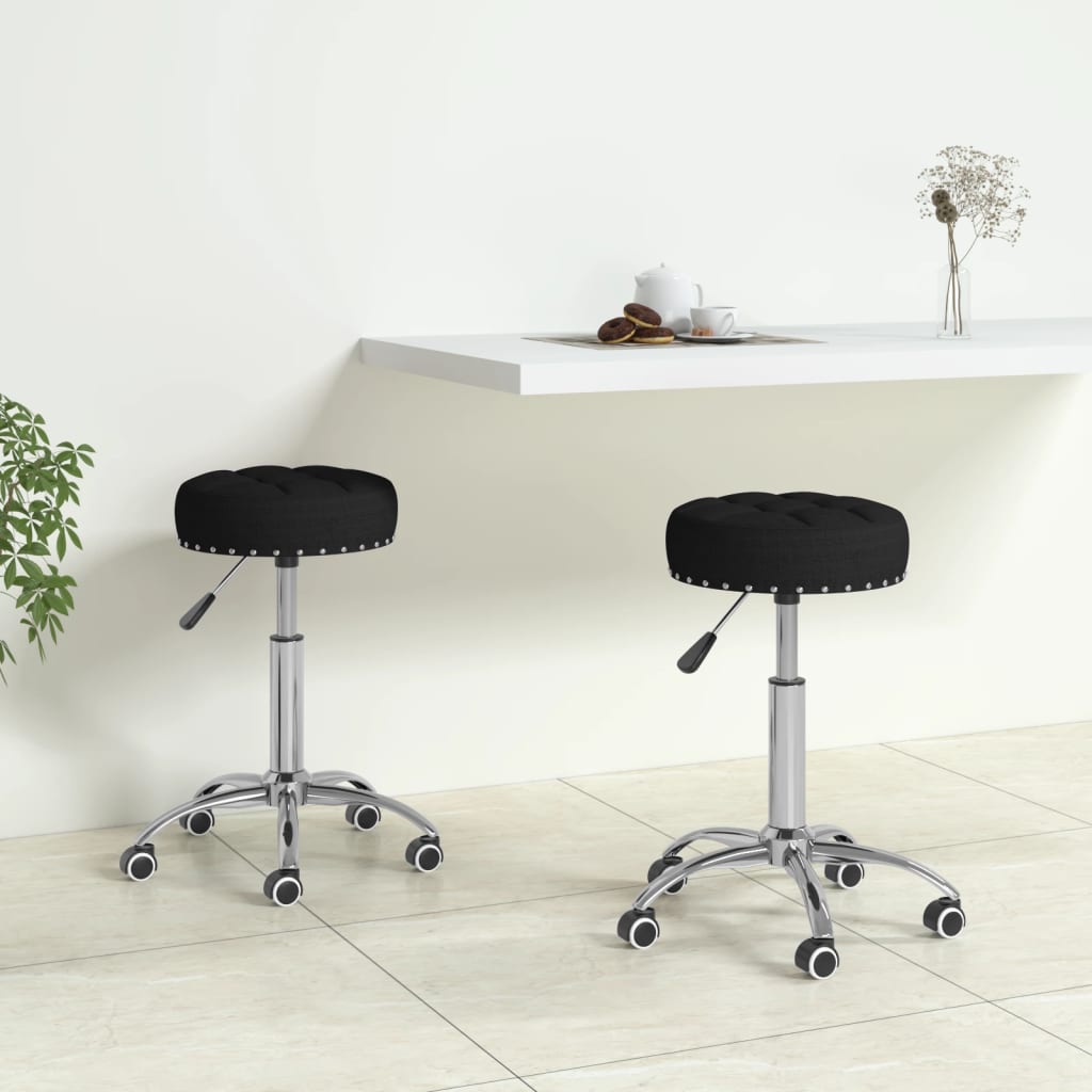 vidaXL Eetkamerstoelen 2 st draaibaar stof grijs