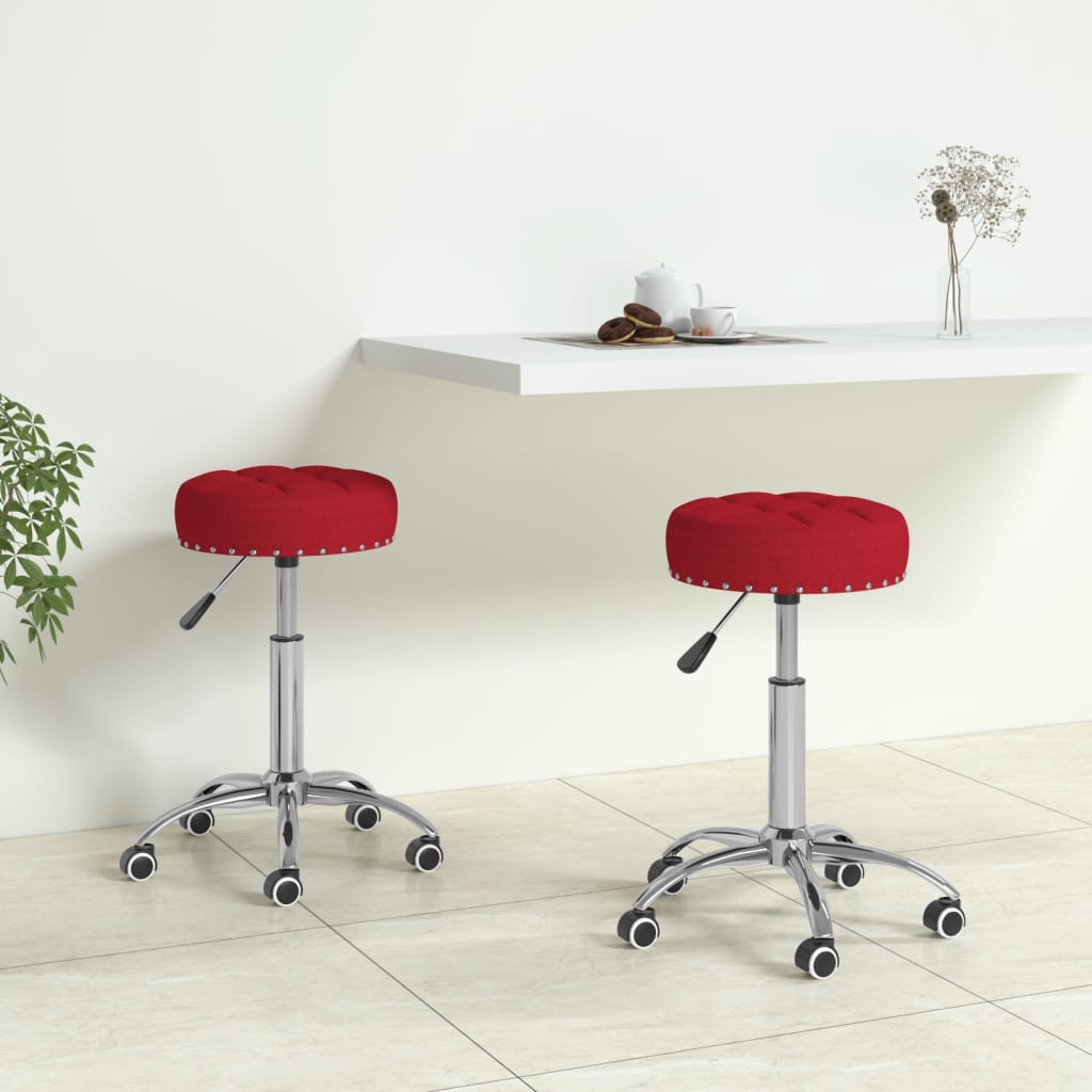 vidaXL Eetkamerstoelen 2 st draaibaar stof grijs