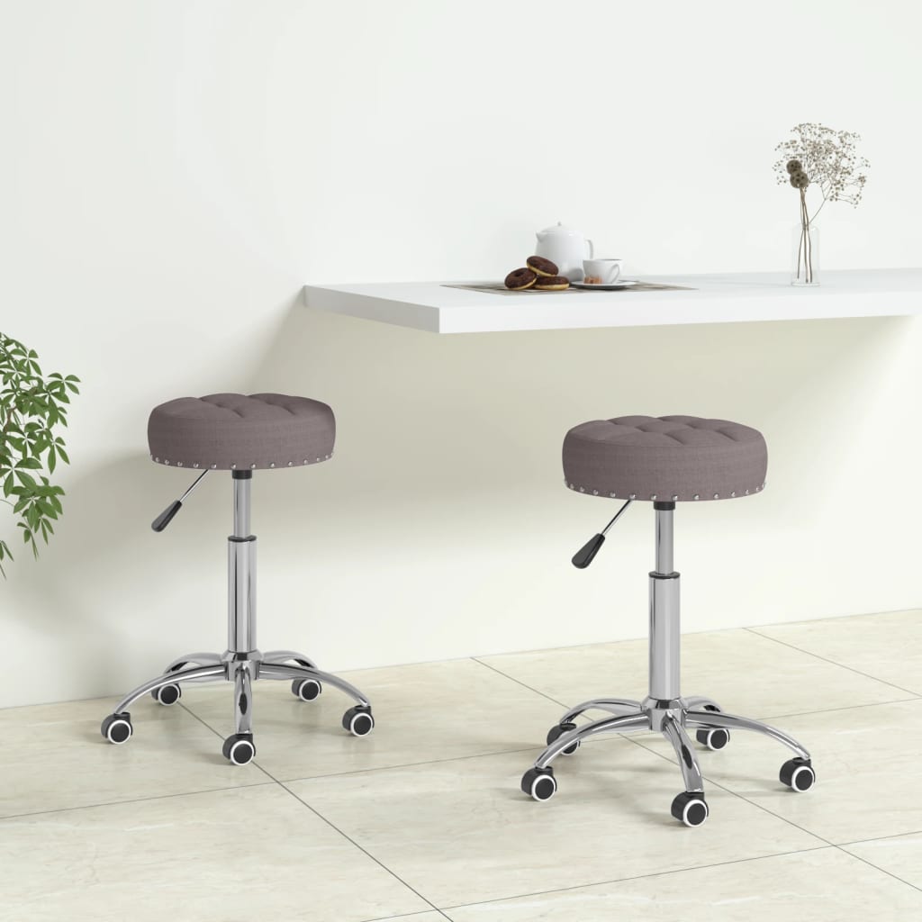 vidaXL Eetkamerstoelen 2 st draaibaar stof grijs
