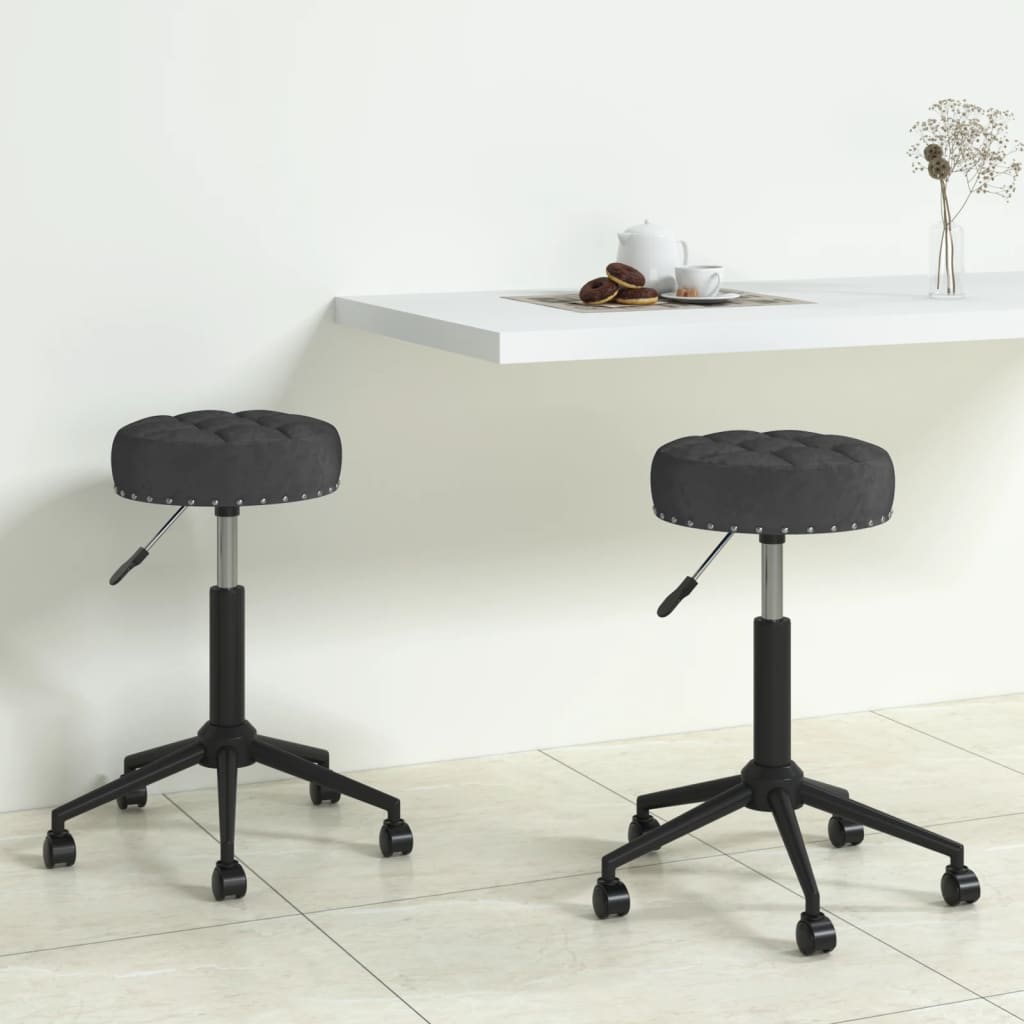 vidaXL Eetkamerstoelen 2 st draaibaar fluweel zwart