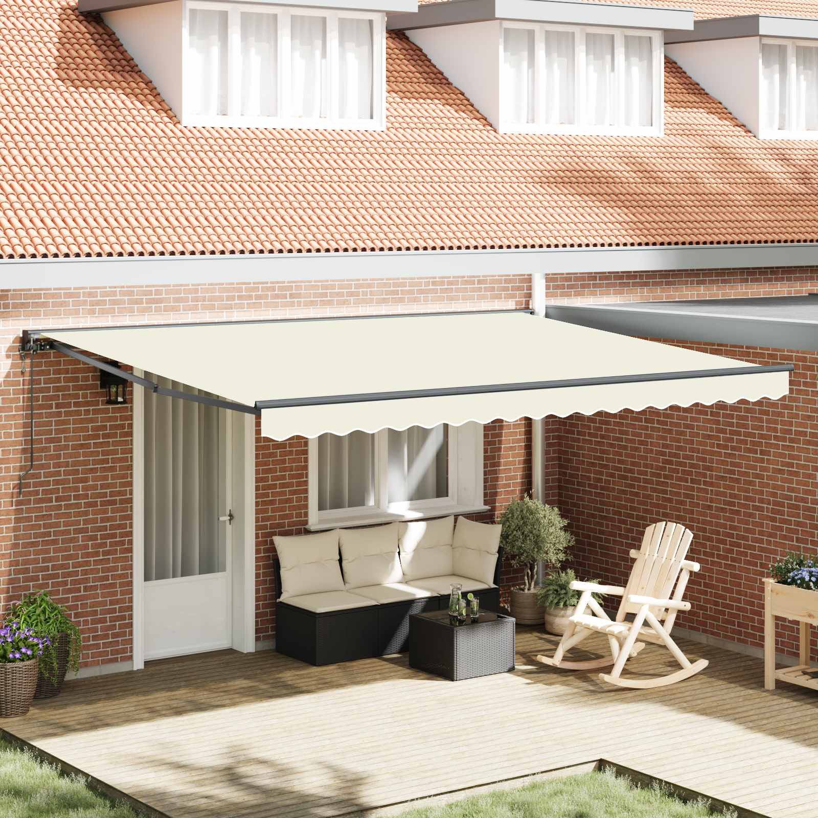 vidaXL Automatische Uittrekbare Zonwering in Geel en Wit, 300 x 200 cm