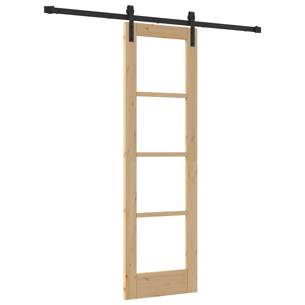 vidaXL Schuifdeur met Hardware Set 'ORKDAL'Wit Massief Hout & Glas
