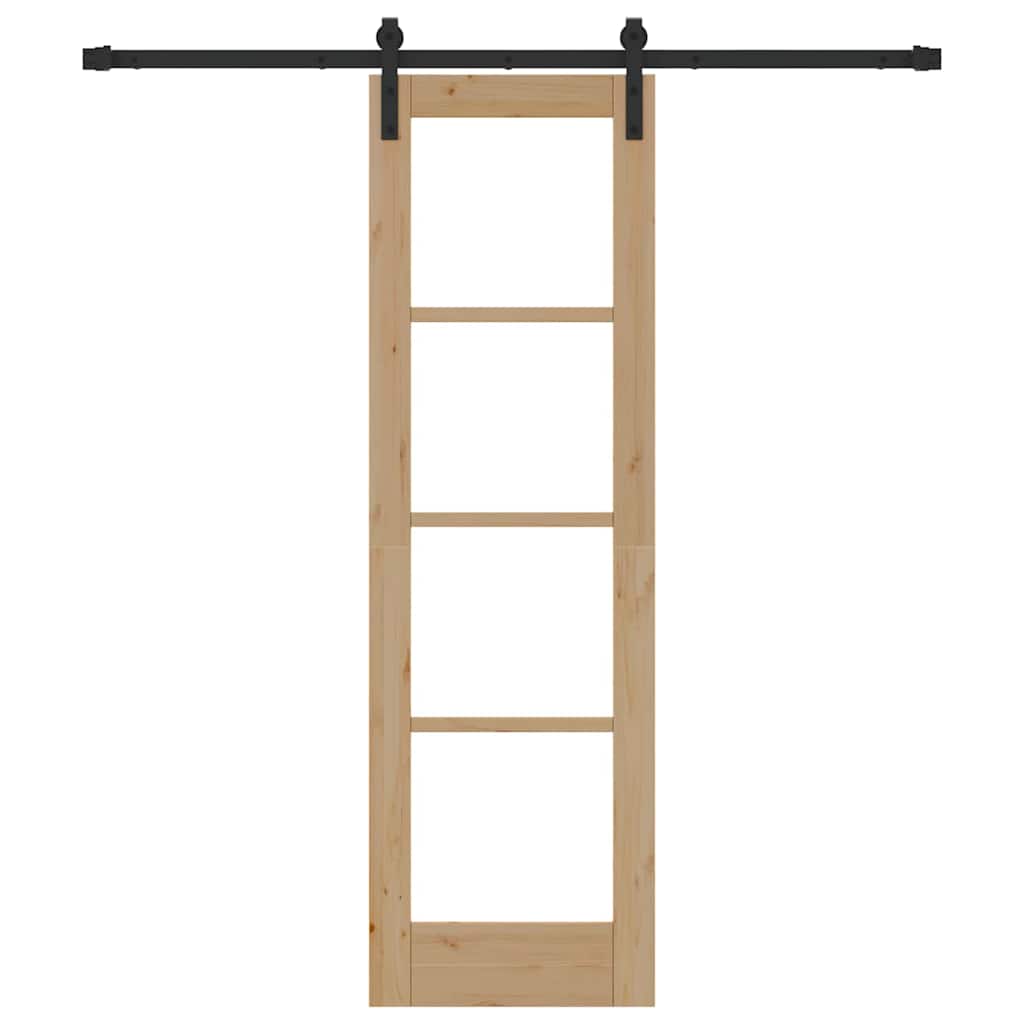 vidaXL Schuifdeur met Hardware Set 'ORKDAL'Wit Massief Hout & Glas