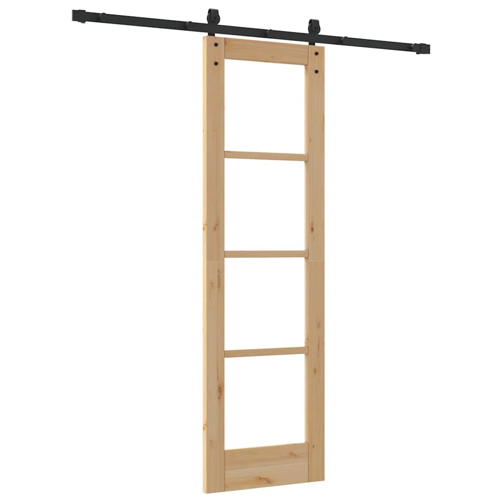 vidaXL Schuifdeur met Hardware Set 'ORKDAL'Wit Massief Hout & Glas