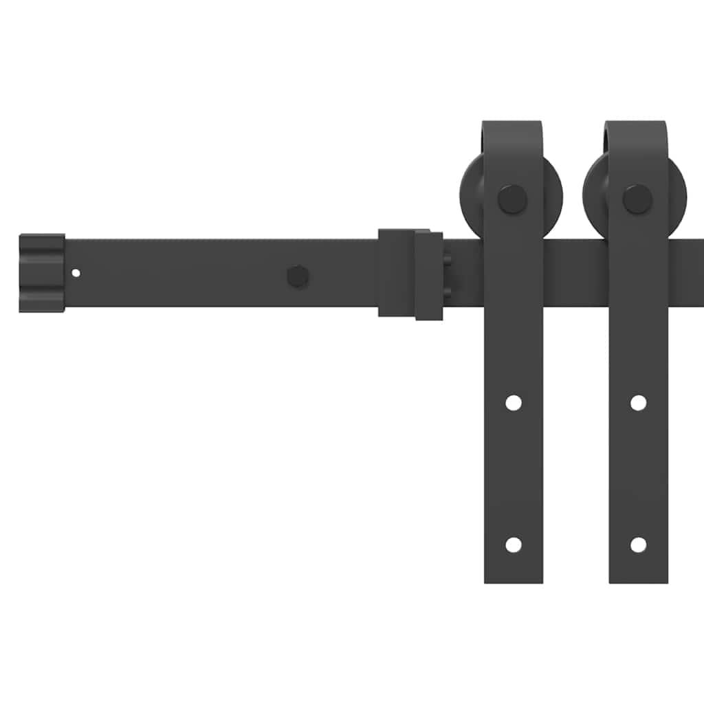 vidaXL Schuifdeur met Hardware Set 'ORKDAL'Wit Massief Hout & Glas
