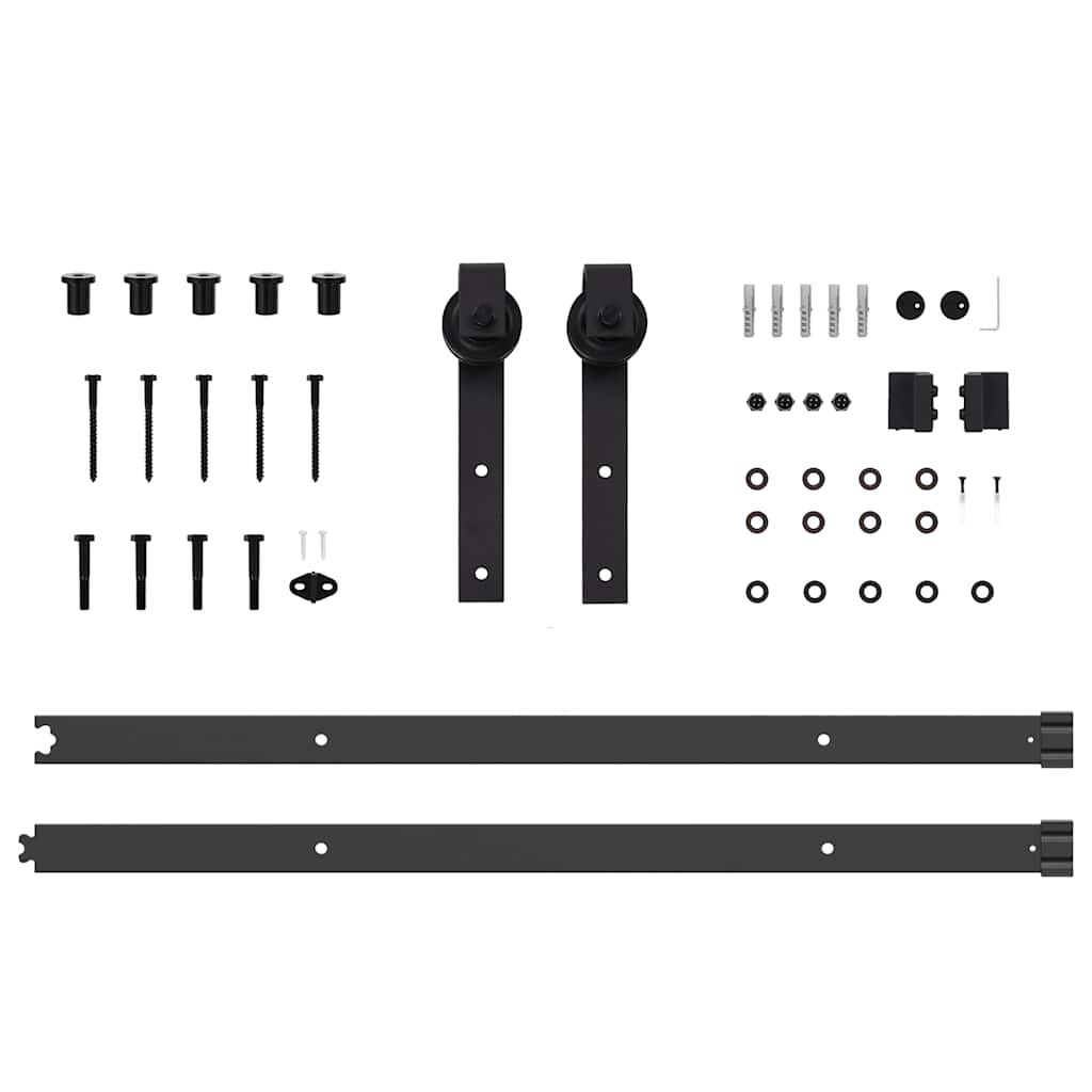 vidaXL Schuifdeur met Hardware Set 'ORKDAL'Wit Massief Hout & Glas