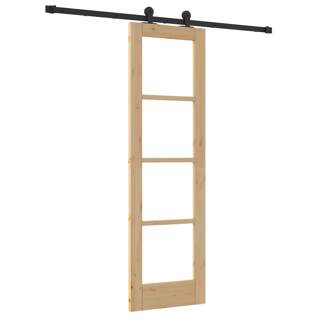 vidaXL Schuifdeur met Hardware Set 'ORKDAL'Wit Massief Hout & Glas