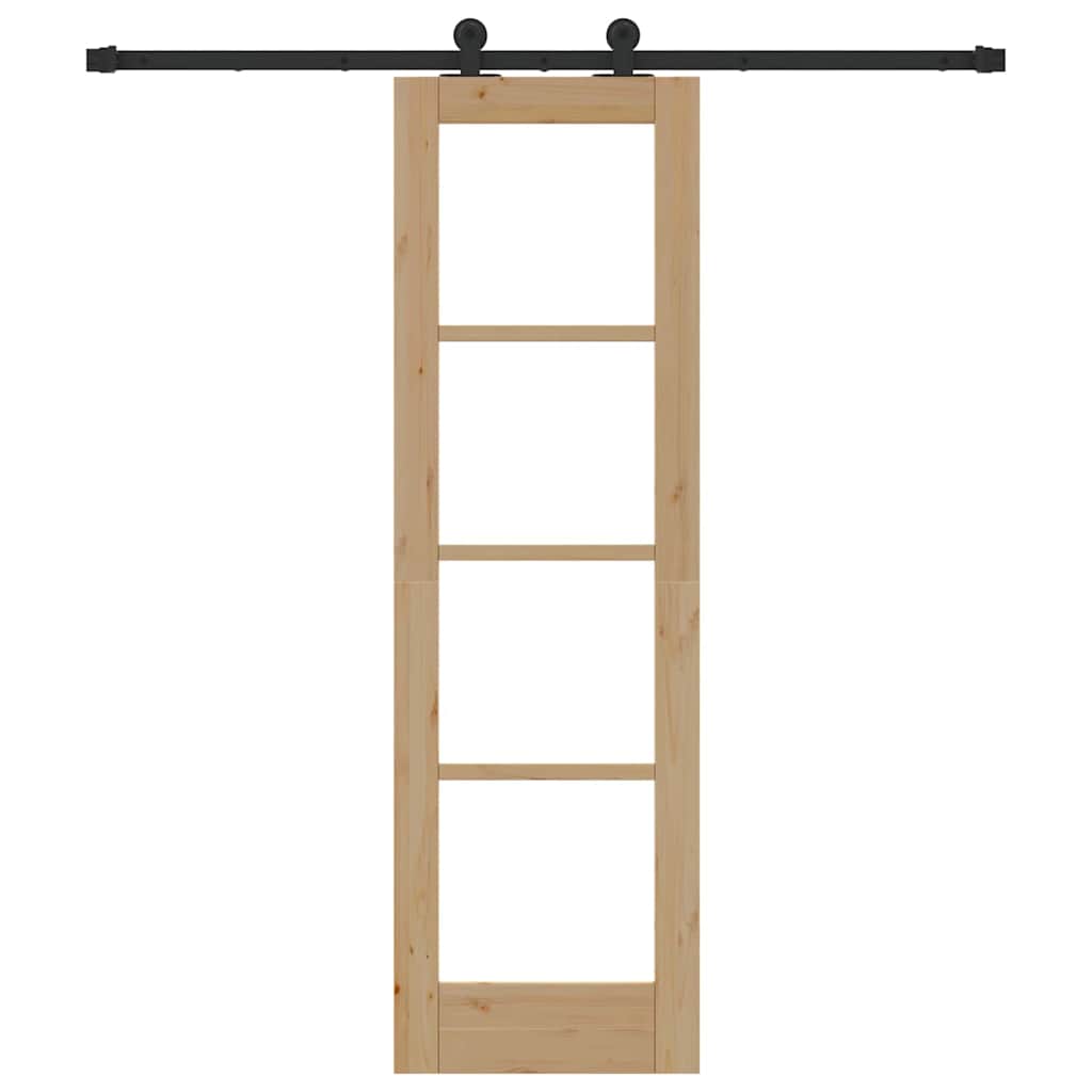 vidaXL Schuifdeur met Hardware Set 'ORKDAL'Wit Massief Hout & Glas