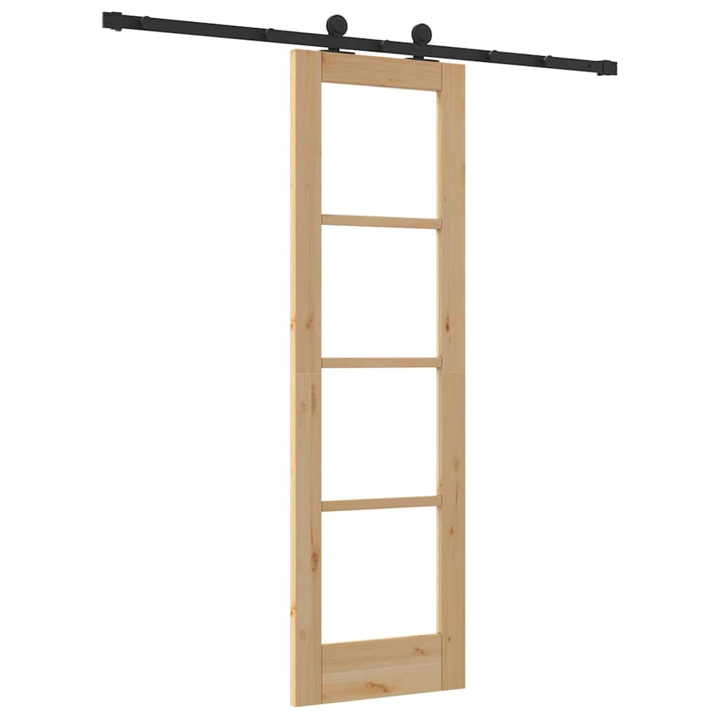 vidaXL Schuifdeur met Hardware Set 'ORKDAL'Wit Massief Hout & Glas