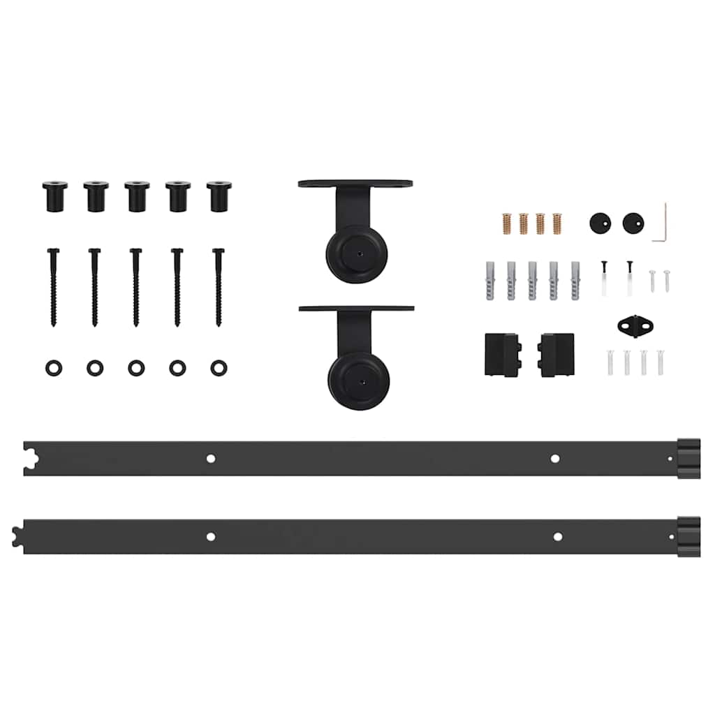 vidaXL Schuifdeur met Hardware Set 'ORKDAL'Wit Massief Hout & Glas