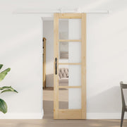 vidaXL Schuifdeur met Hardware Set 'ORKDAL'Wit Massief Hout & Glas