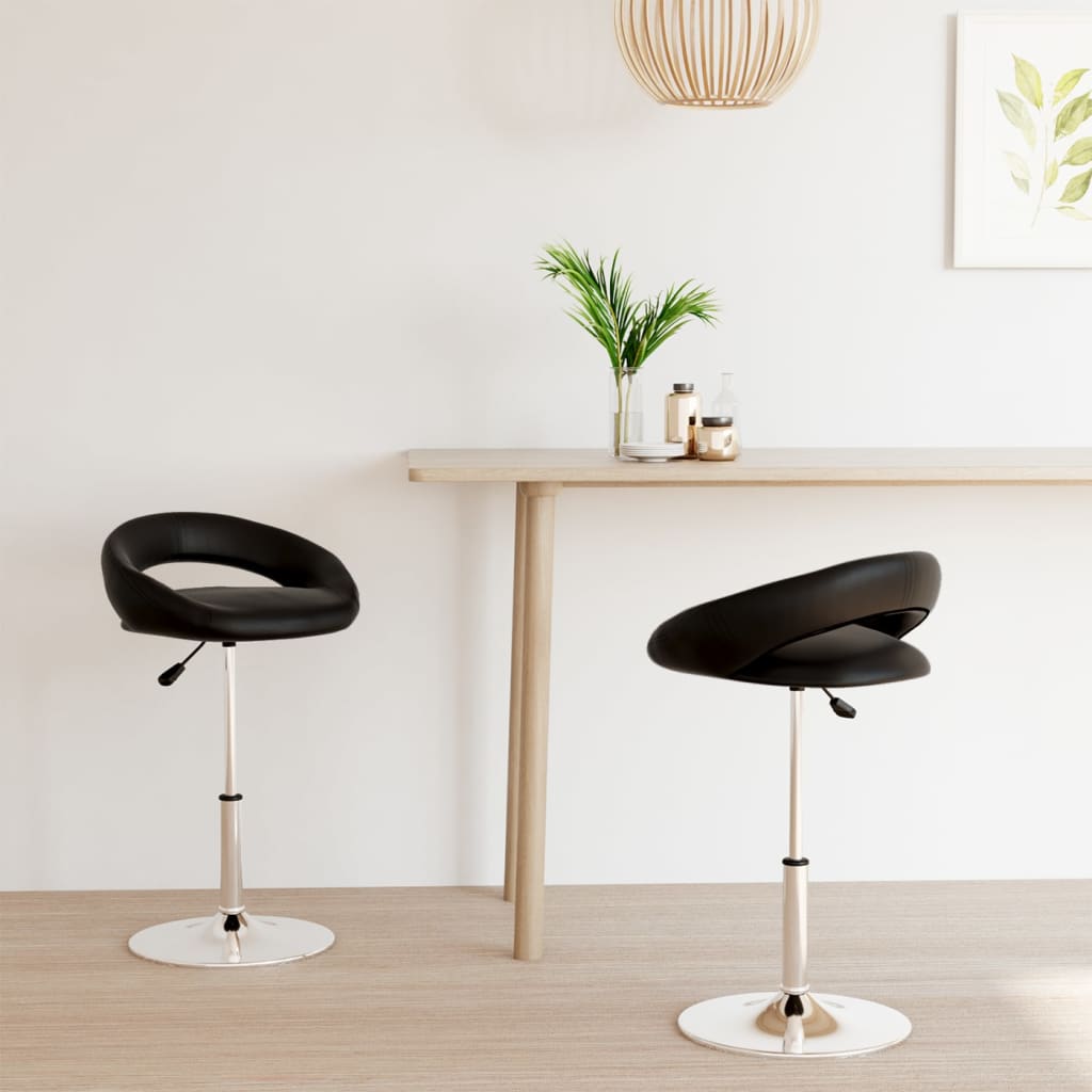 vidaXL Eetkamerstoelen draaibaar 2 st kunstleer zwart