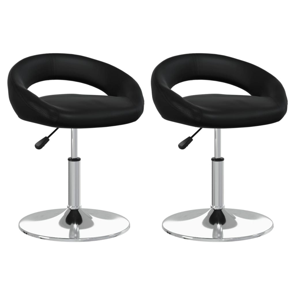 vidaXL Eetkamerstoelen draaibaar 2 st kunstleer zwart