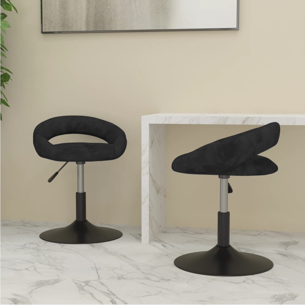 vidaXL Eetkamerstoelen draaibaar 2 st fluweel zwart