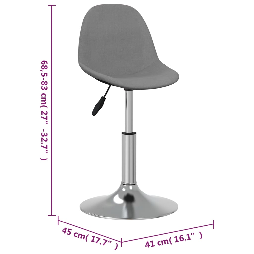vidaXL Eetkamerstoelen draaibaar 2 st stof lichtgrijs