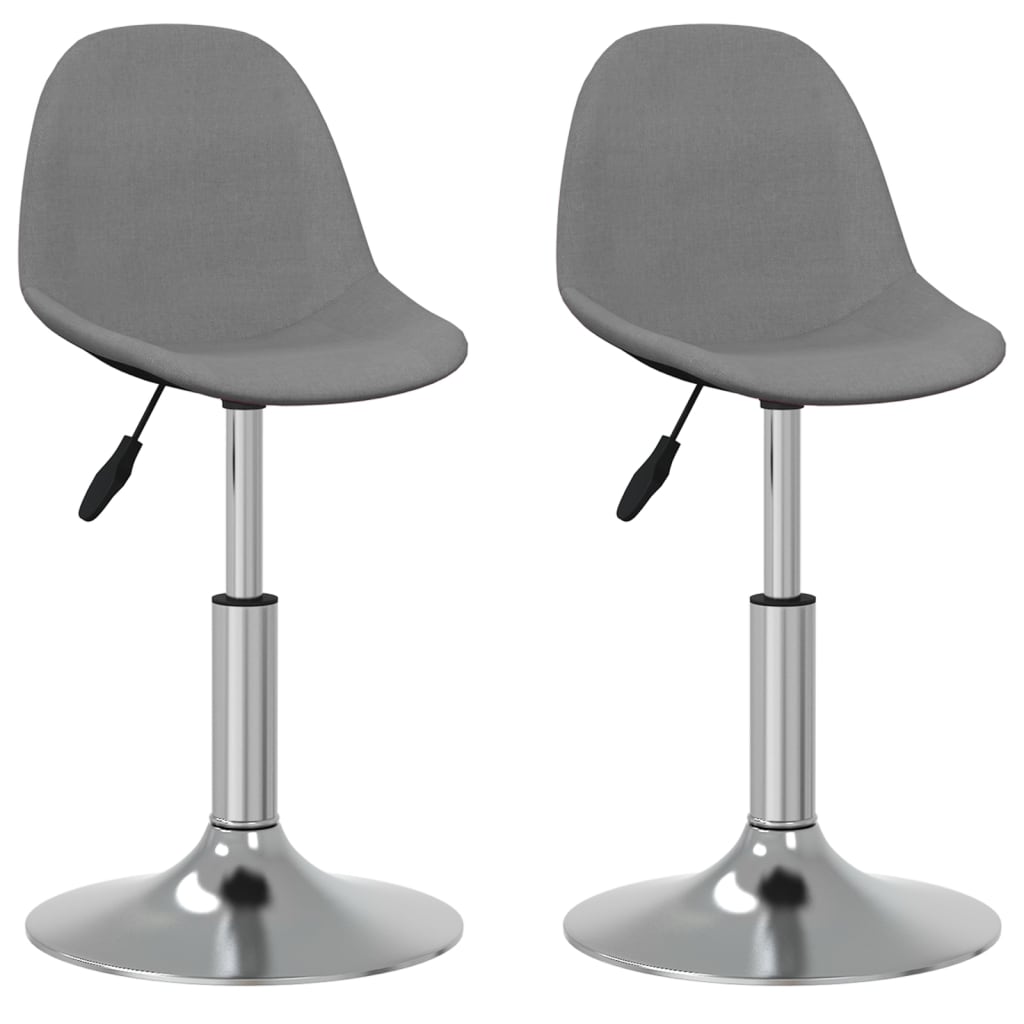 vidaXL Eetkamerstoelen draaibaar 2 st stof lichtgrijs
