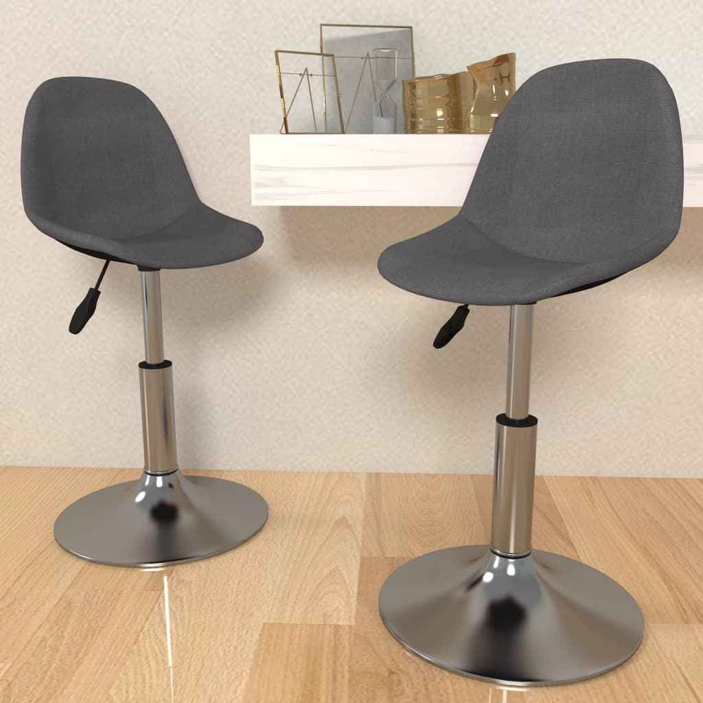 vidaXL Eetkamerstoelen draaibaar 2 st stof lichtgrijs