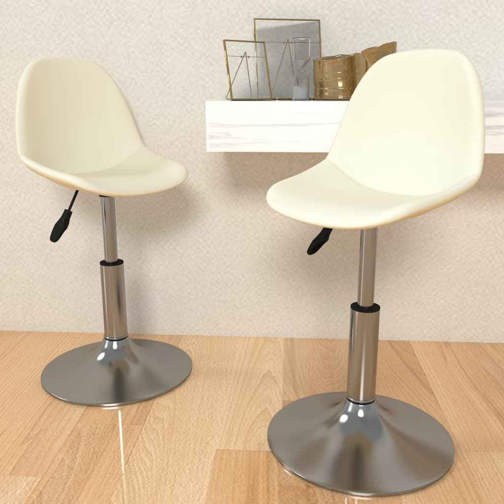 vidaXL Eetkamerstoelen draaibaar 2 st stof lichtgrijs