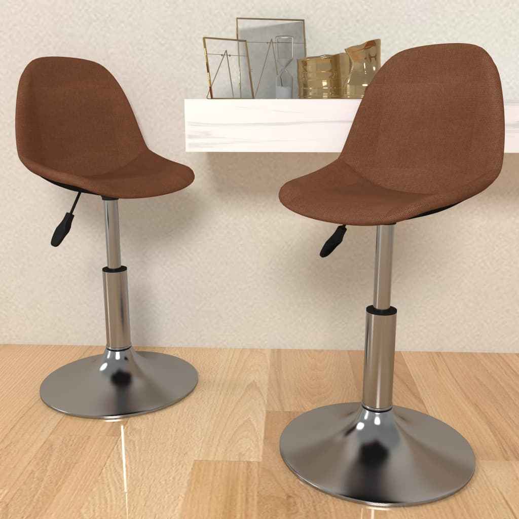 vidaXL Eetkamerstoelen draaibaar 2 st stof lichtgrijs