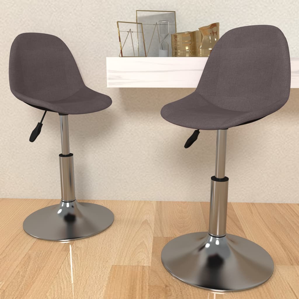 vidaXL Eetkamerstoelen draaibaar 2 st stof lichtgrijs