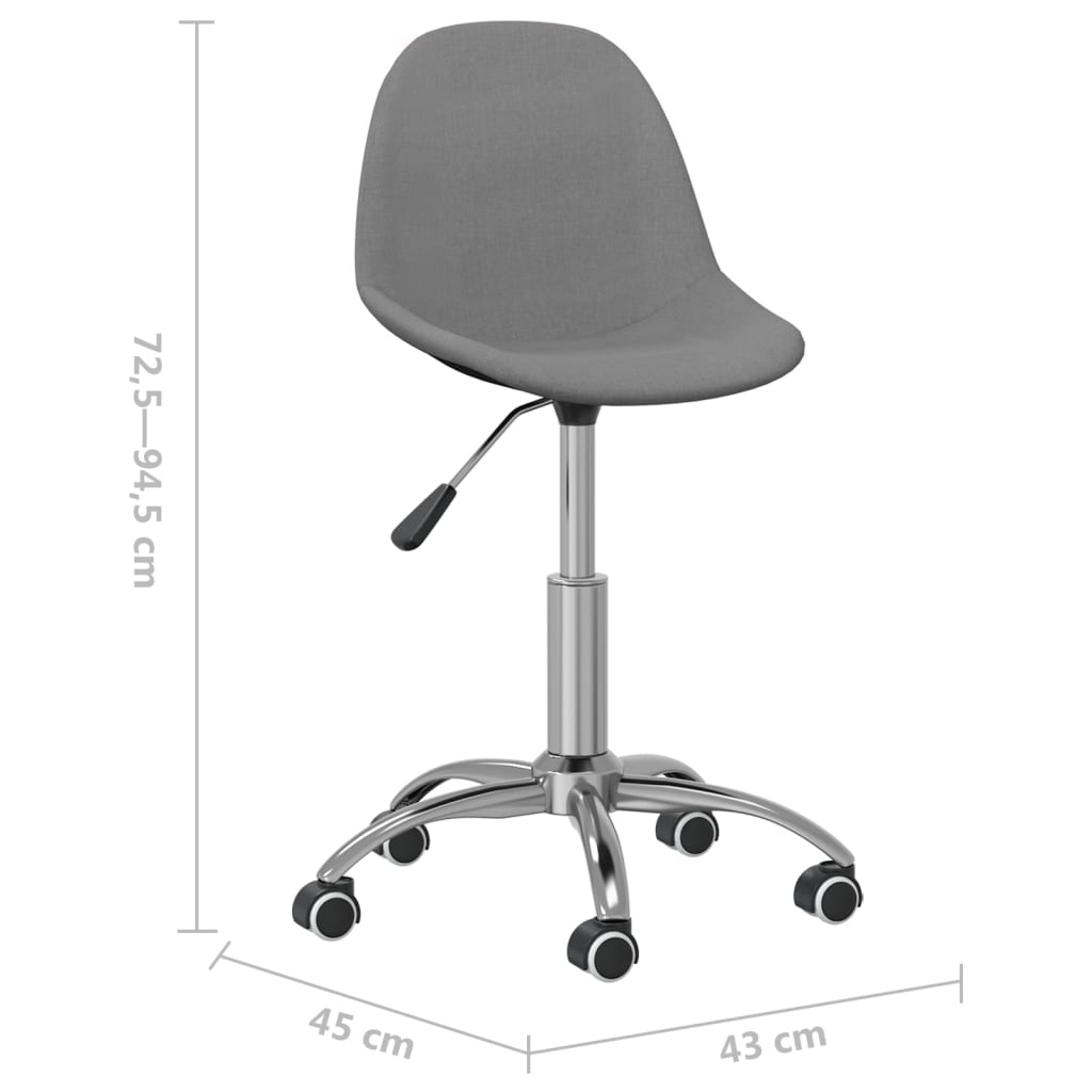vidaXL Eetkamerstoelen draaibaar 2 st stof lichtgrijs