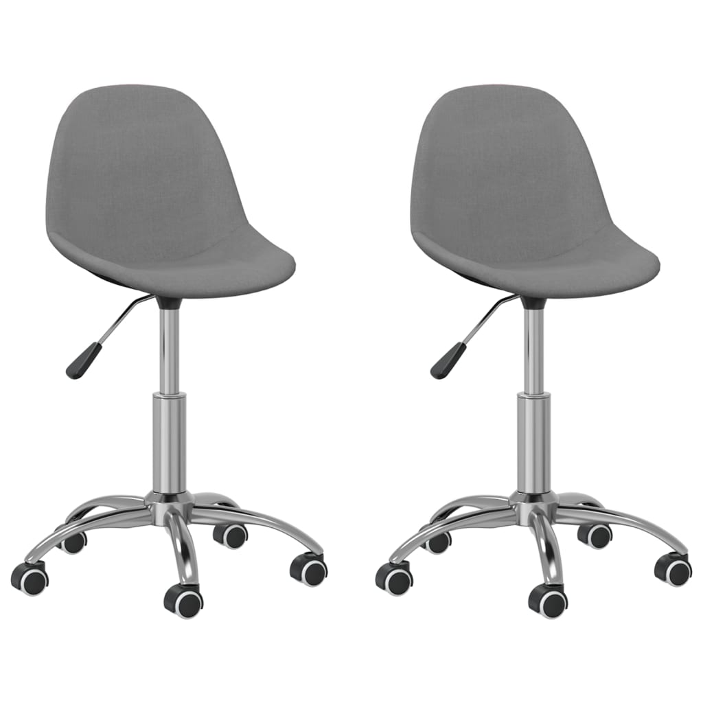 vidaXL Eetkamerstoelen draaibaar 2 st stof lichtgrijs