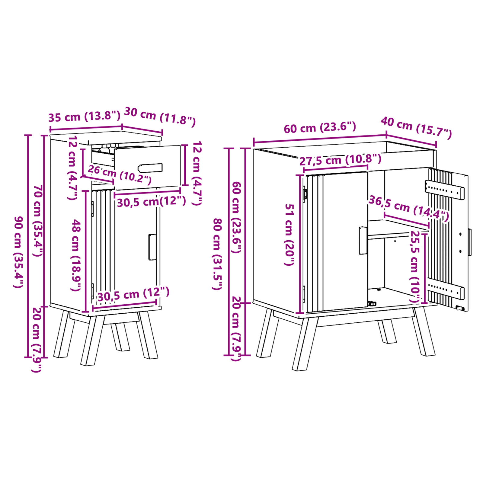 vidaXL 2-delige Badkamermeubelset massief grenenhout